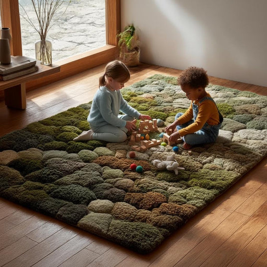 Translation missing: es.3D Moss Tufted Rug: Green &amp; Brown Nature-Inspired Area Carpet