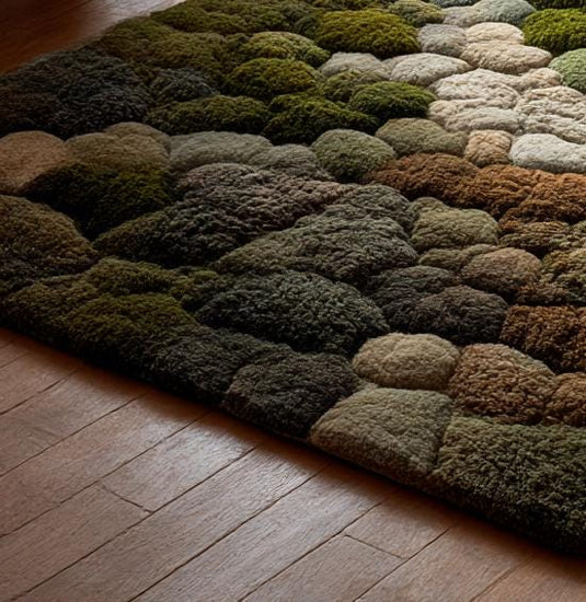 Translation missing: es.3D Moss Tufted Rug: Green &amp; Brown Nature-Inspired Area Carpet