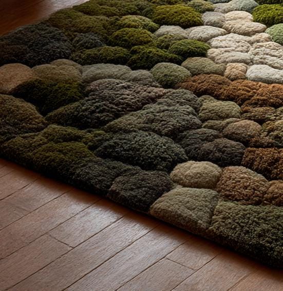 Translation missing: es.3D Moss Tufted Rug: Green &amp; Brown Nature-Inspired Area Carpet