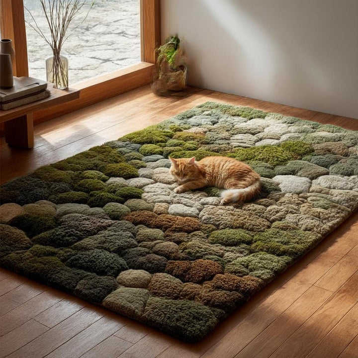 Translation missing: es.3D Moss Tufted Rug: Green &amp; Brown Nature-Inspired Area Carpet