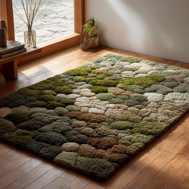 Translation missing: es.3D Moss Tufted Rug: Green &amp; Brown Nature-Inspired Area Carpet