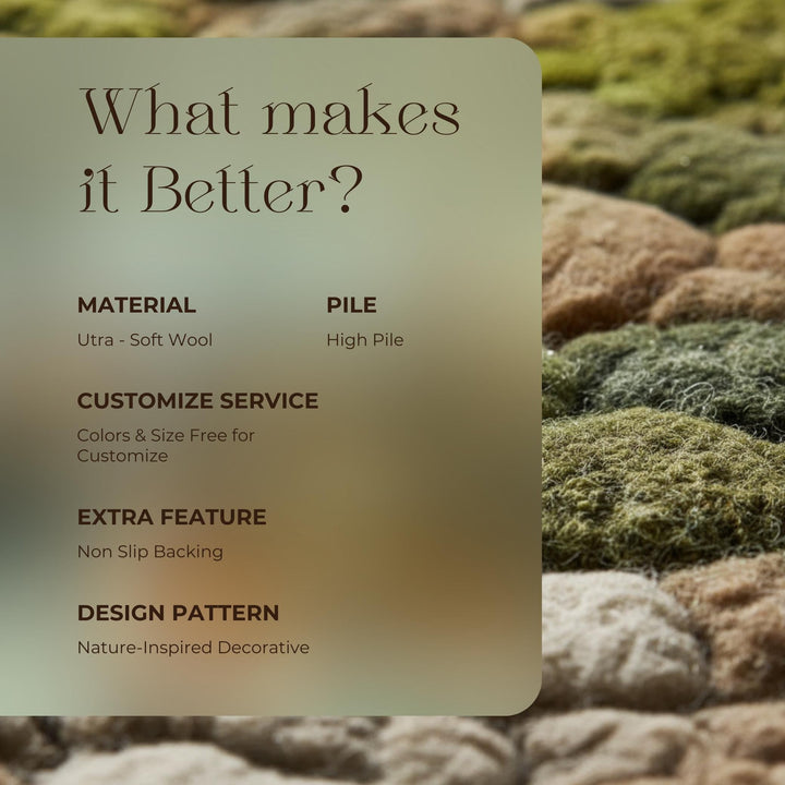 Translation missing: es.3D Moss Tufted Rug: Green &amp; Brown Nature-Inspired Area Carpet