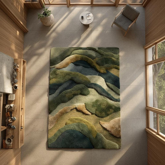 Translation missing: en.3D Textured Wool Rug: Hand-Tufted Earthy Landscape Carpet