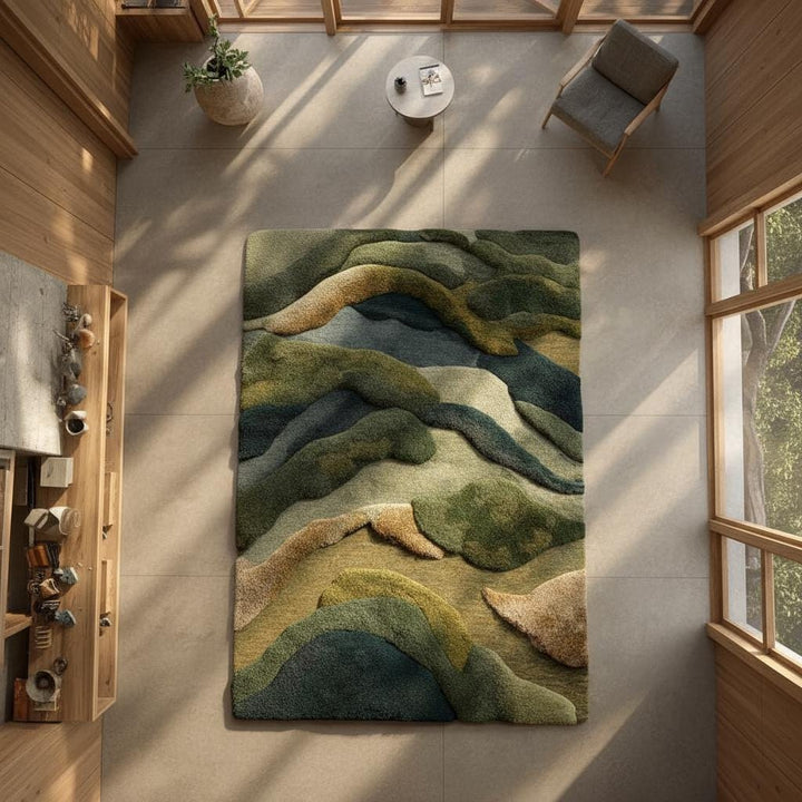 Translation missing: en.3D Textured Wool Rug: Hand-Tufted Earthy Landscape Carpet