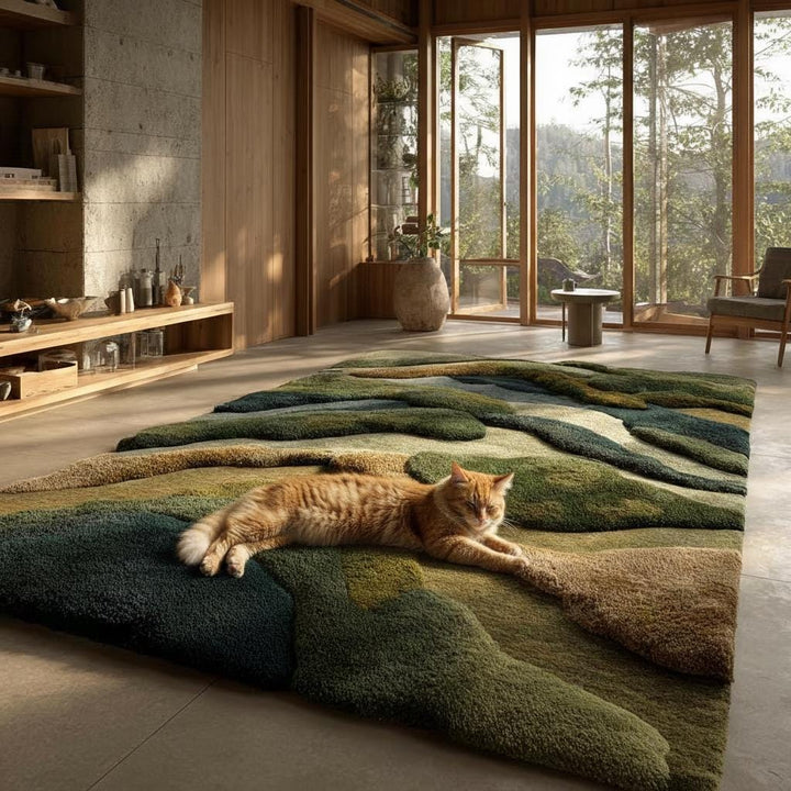 Translation missing: en.3D Textured Wool Rug: Hand-Tufted Earthy Landscape Carpet