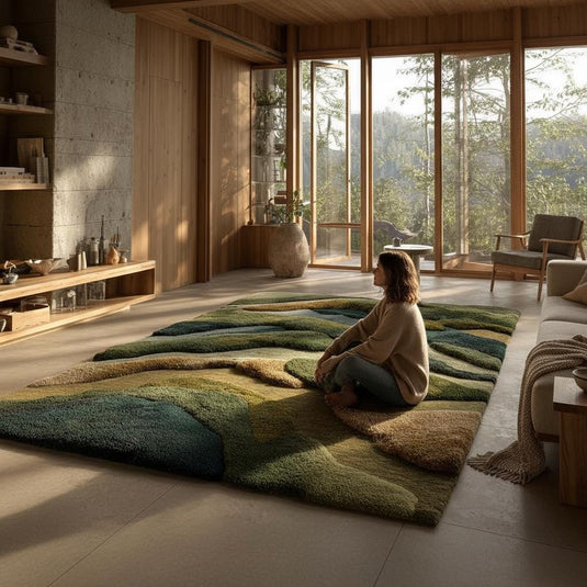 Translation missing: en.3D Textured Wool Rug: Hand-Tufted Earthy Landscape Carpet