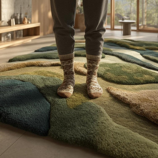 Translation missing: en.3D Textured Wool Rug: Hand-Tufted Earthy Landscape Carpet