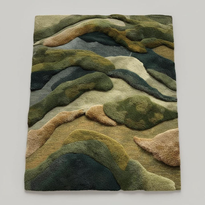 Translation missing: en.3D Textured Wool Rug: Hand-Tufted Earthy Landscape Carpet