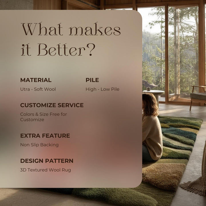 Translation missing: en.3D Textured Wool Rug: Hand-Tufted Earthy Landscape Carpet