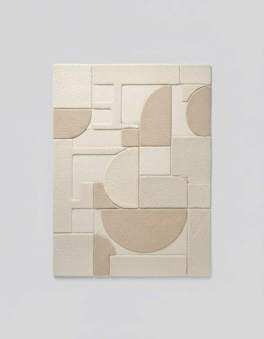 Translation missing: es.3D textured geometric area rug in beige and cream with modern carved design