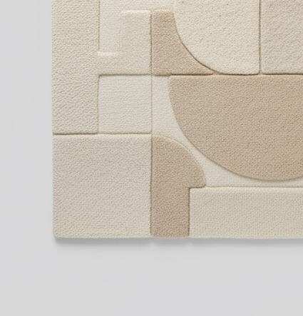Translation missing: es.3D textured geometric area rug in beige and cream with carved design for modern interiors
