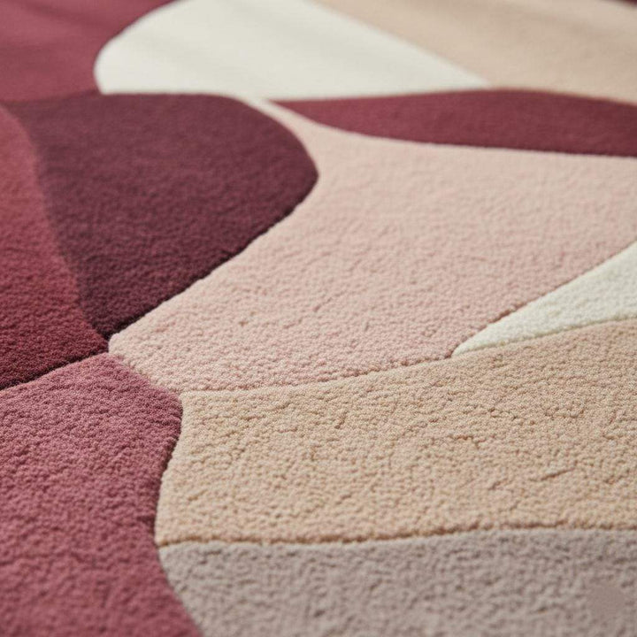 Translation missing: es.Abstract area rug 9x12 with burgundy, blush, mauve geometric design