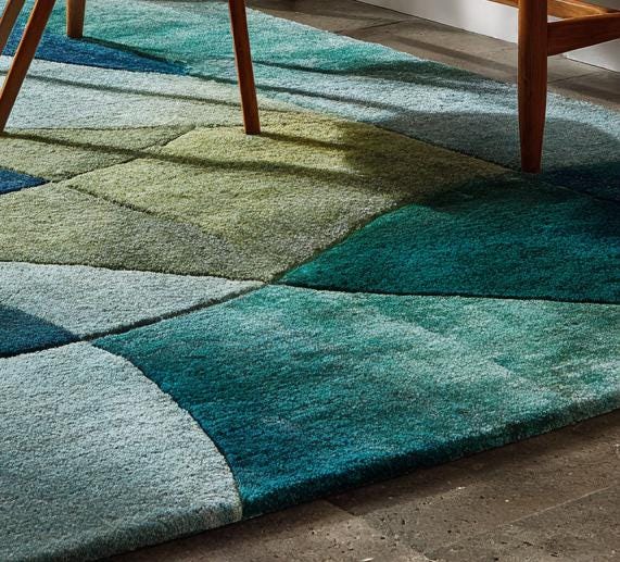 Translation missing: es.Abstract Blue Green Area Rug: Modern Coastal Geometric Carpet