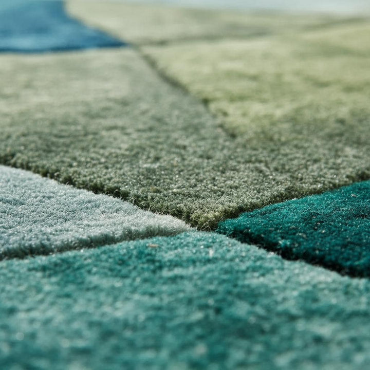 Translation missing: es.Abstract Blue Green Area Rug: Modern Coastal Geometric Carpet