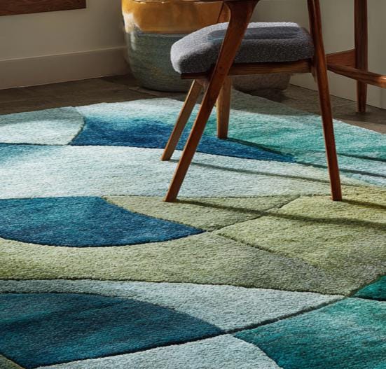 Translation missing: es.Abstract Blue Green Area Rug: Modern Coastal Geometric Carpet