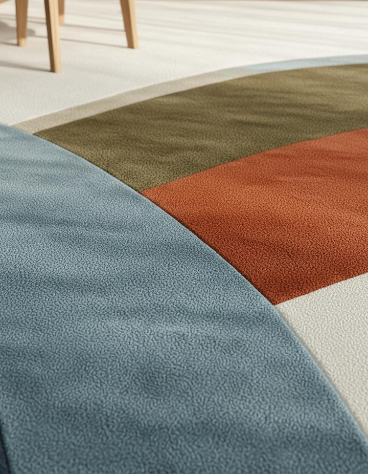 Translation missing: es.Abstract Color Block Area Rug: Terracotta, Sage, and Blue on Ivory