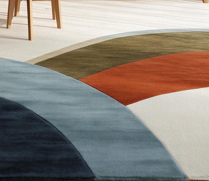 Translation missing: es.Abstract Color Block Area Rug: Terracotta, Sage, and Blue on Ivory