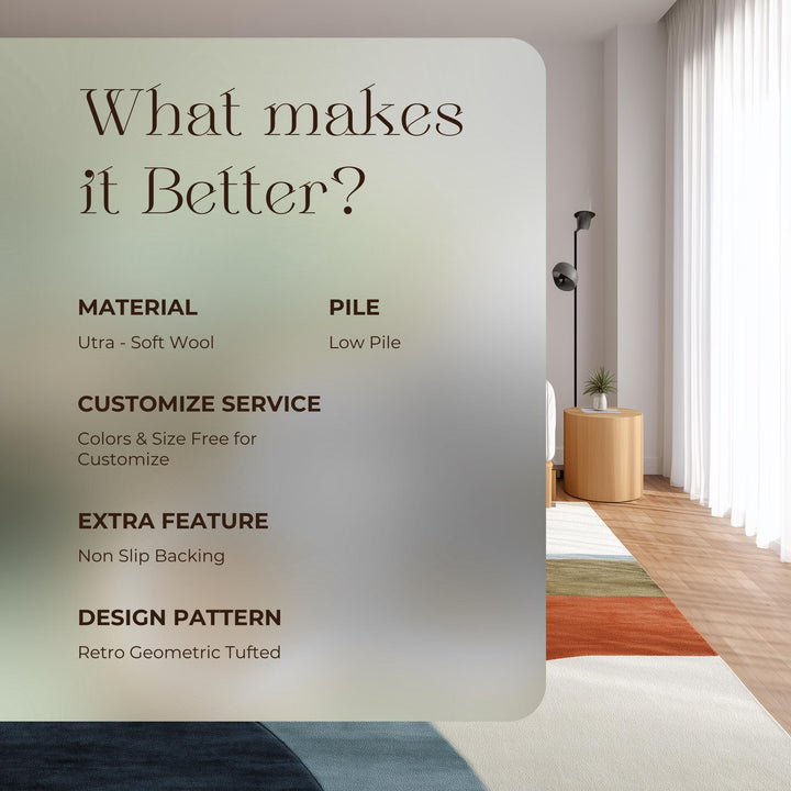 Translation missing: es.Abstract Color Block Area Rug: Terracotta, Sage, and Blue on Ivory