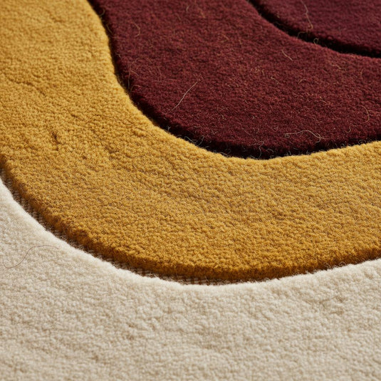 Translation missing: es.Abstract Geometric Wool Rug: Earth Tones, Mid-Century Modern Design