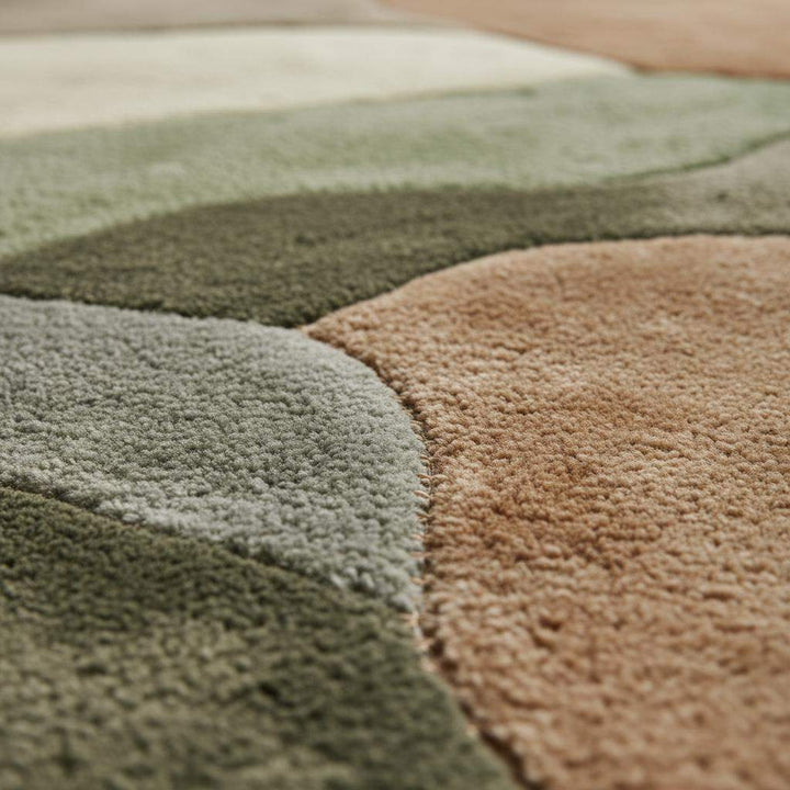 Translation missing: es.Abstract Sculpted Area Rug: Earth-Tone Olive &amp; Sage, High-Low Texture
