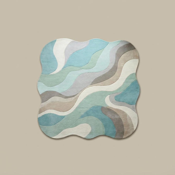 Translation missing: es.Abstract wavy rug with organic shape and soft plush texture in mid-century and Scandinavian style