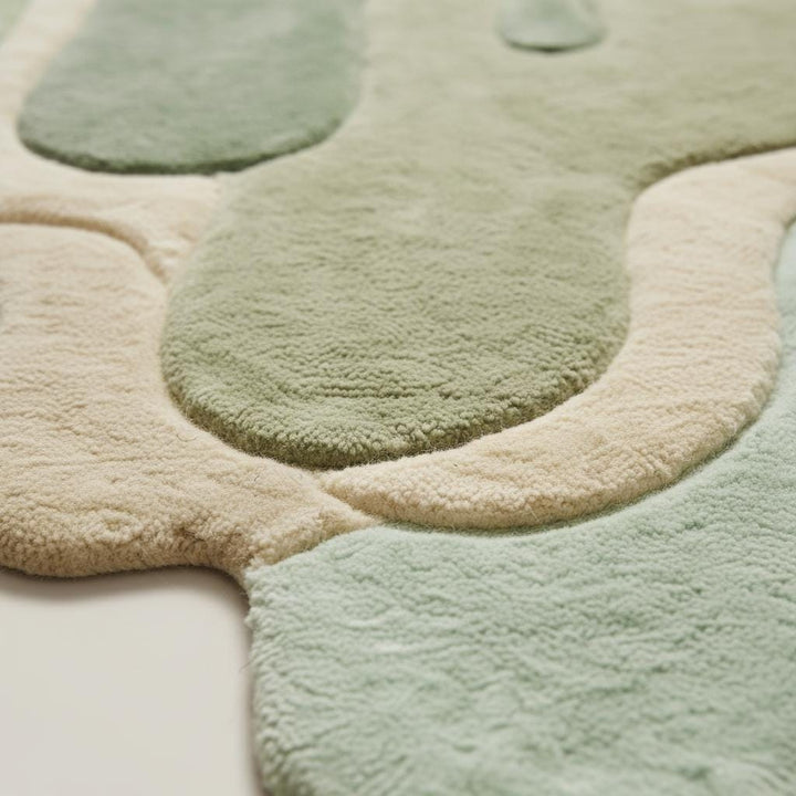 Translation missing: es.Abstract Green Melting Rug, Irregular Tufted Area Rug, Modern Organic Carpet