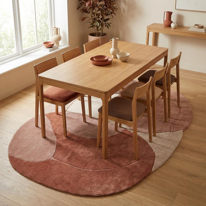 Translation missing: es.Abstract Hand Tufted Wool Rug, Organic Modern Area Rug for Living Room in Blush &amp; Terracotta __etsy:8018081186