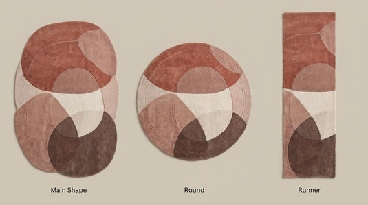 Translation missing: es.Handmade abstract rug available in organic, rectangle, round, and runner hallway styles for modern home interiors __etsy:8065998351