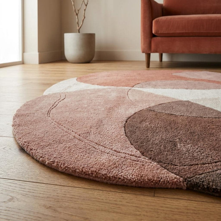 Translation missing: es.Premium hand tufted wool rug with curved geometric design and plush texture for Scandinavian and minimalist interiors __etsy:8065998375