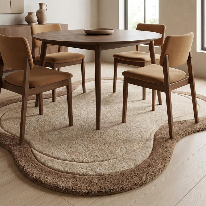 Translation missing: es.Abstract Hand Tufted Wool Rug, Sculpted Organic Beige Rug for Minimalist Modern Interiors __etsy:8026380986