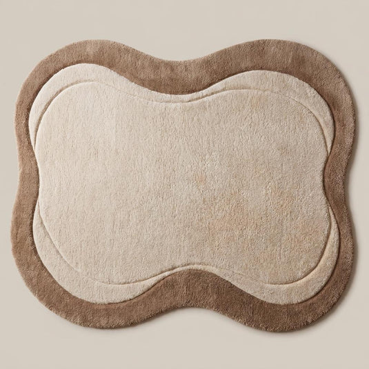 Translation missing: es.Modern abstract neutral area rug with organic curves placed beside a cozy accent chair and wooden decor __etsy:8074294531