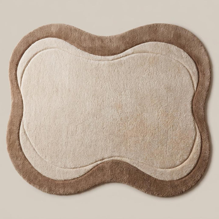 Translation missing: es.Modern abstract neutral area rug with organic curves placed beside a cozy accent chair and wooden decor __etsy:8074294531