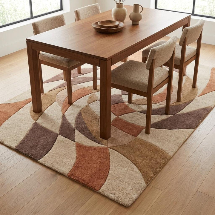 Translation missing: es.Abstract Hand Tufted Wool Rug for Living Room, Modern Geometric Area Rug, Neutral Contemporary Decor __etsy:8048393663