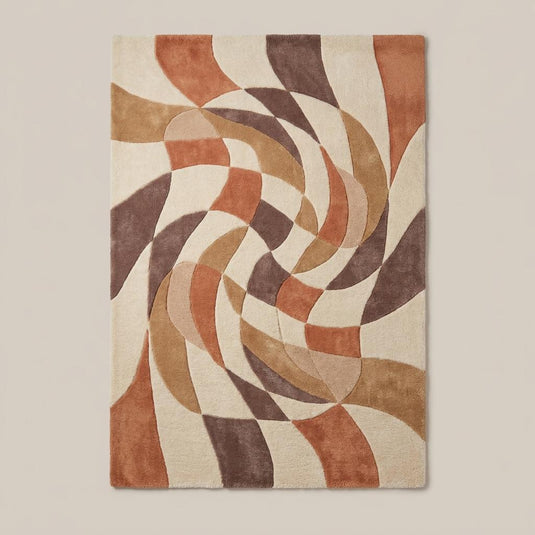 Translation missing: es.Contemporary terracotta and ivory abstract wool rug placed beneath accent chair in cozy modern interior __etsy:8000463318