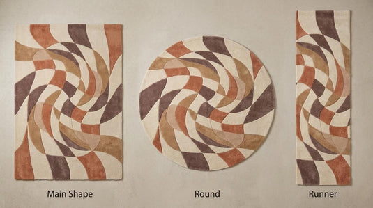 Translation missing: es.Rectangle abstract rug design available in round and runner hallway sizes with geometric layered curves __etsy:8000463312