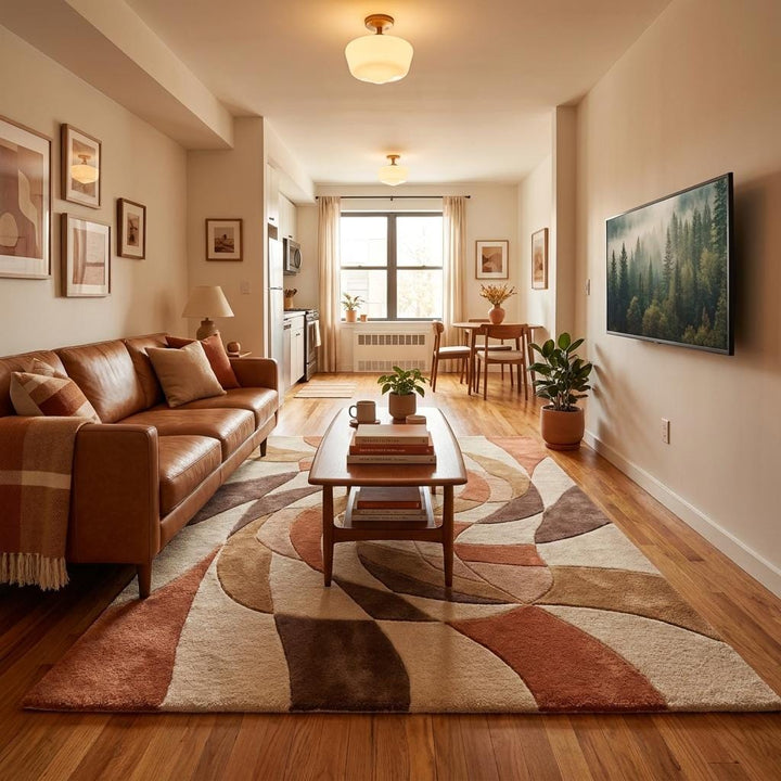 Translation missing: es.Luxury handmade geometric area rug with soft wool pile adding warmth and texture to minimalist interiors __etsy:8000463310