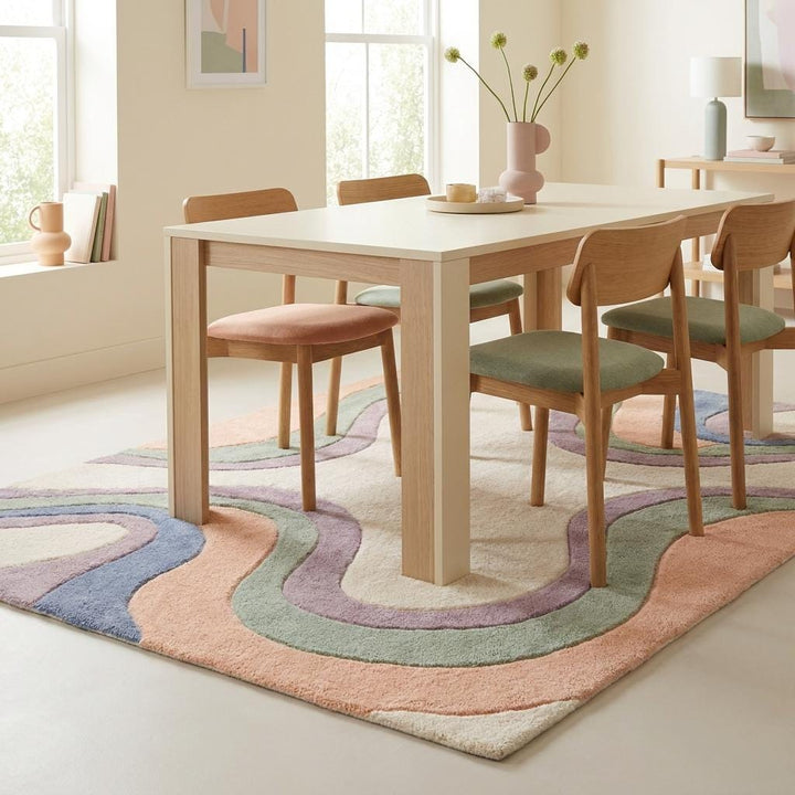 Translation missing: es.Abstract Hand Tufted Wool Rug for Living Room, Modern Organic Shape Pastel Area Rug __etsy:7988512102