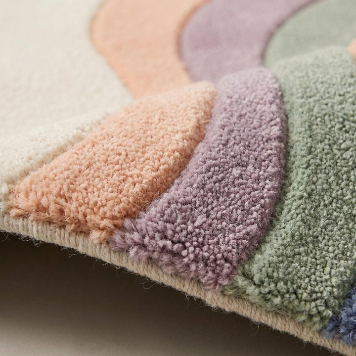 Translation missing: es.Abstract Hand Tufted Wool Rug for Living Room, Modern Organic Shape Pastel Area Rug __etsy:7988512098