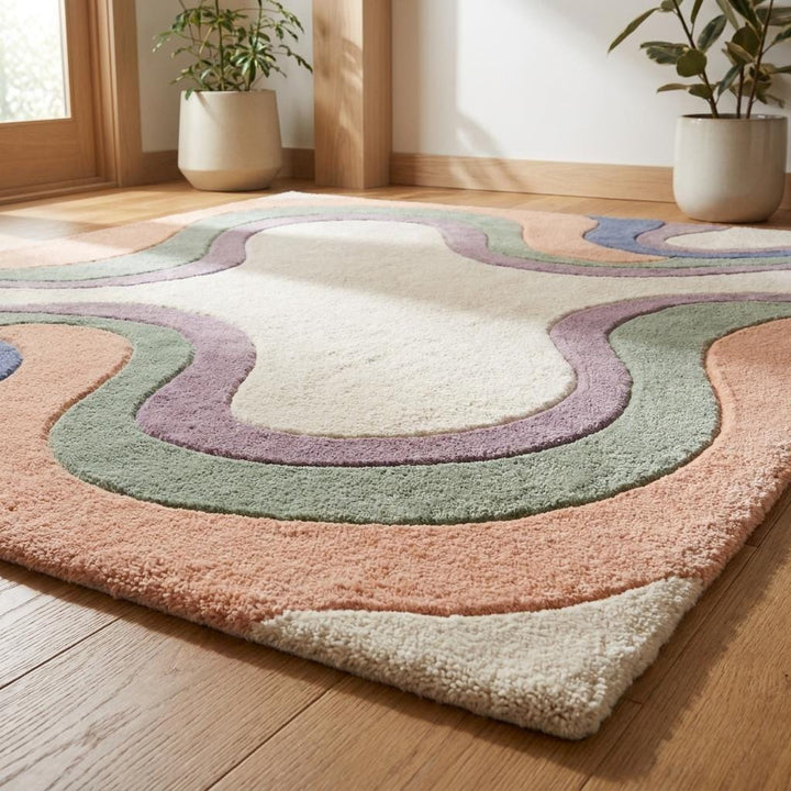 Translation missing: es.Handmade tufted wool rug with plush cut pile and calming neutral tones __etsy:7988512010