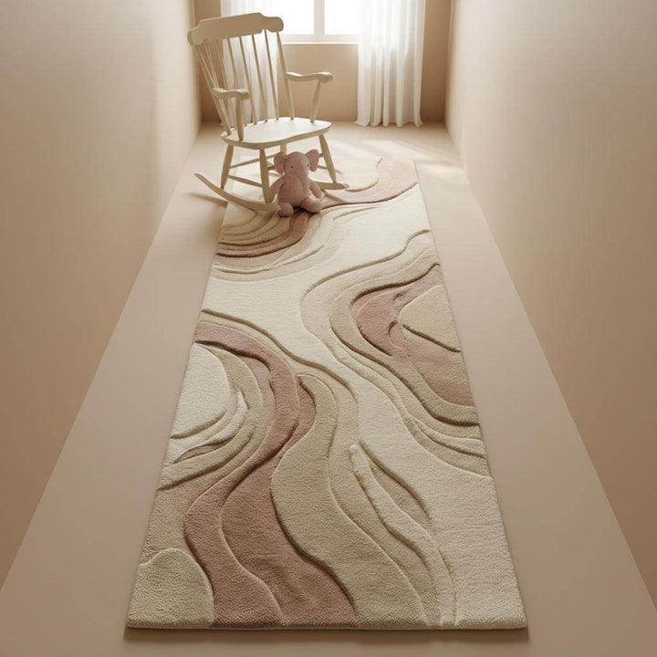 Translation missing: es.Hand-tufted abstract runner rug highlighting artisan craftsmanship, plush pile height, and precision carving