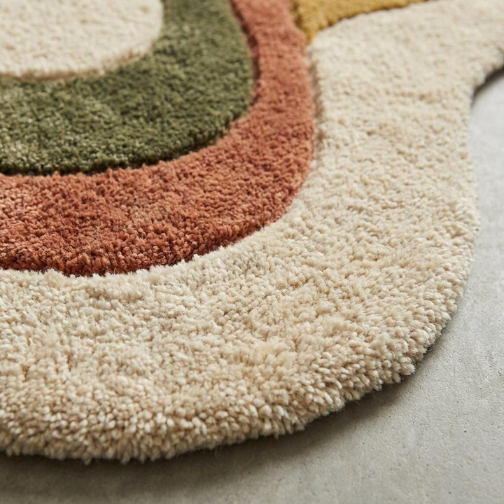 Translation missing: en.Abstract Organic Shaped Area Rug, Modern Boho Cream Plush Carpet Decor
