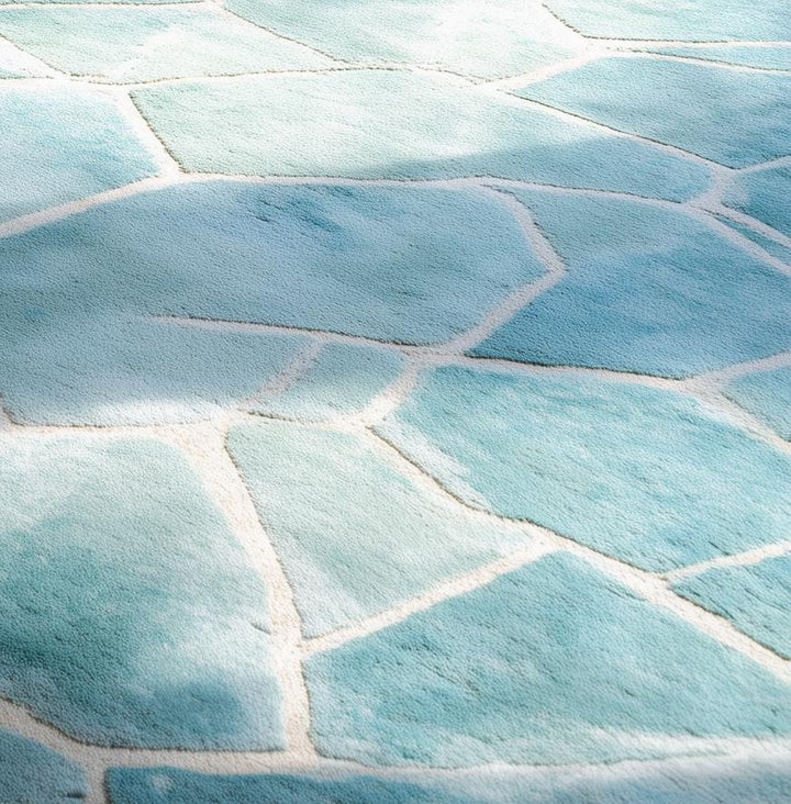 Translation missing: es.Aqua Blue Abstract Rug: Modern Ocean Wave Area Carpet