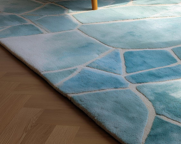 Translation missing: es.Aqua Blue Abstract Rug: Modern Ocean Wave Area Carpet