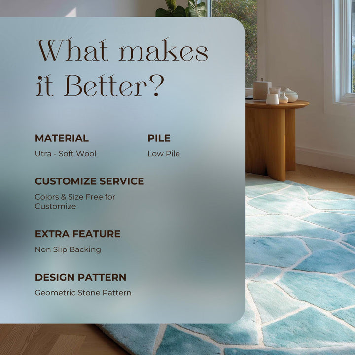 Translation missing: es.Aqua Blue Abstract Rug: Modern Ocean Wave Area Carpet