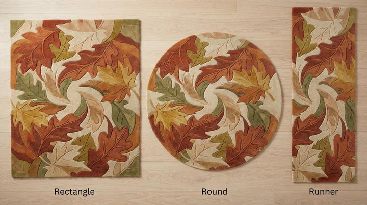 Translation missing: es.Autumn Leaf Area Rug, Hand Tufted Fall Living Room Carpet, Cozy Nature Decor, Rustic Modern Floor Rug