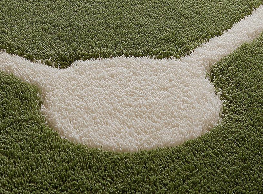 Translation missing: es.Handmade modern green baseball field wool rug for kids playroom and living room decor