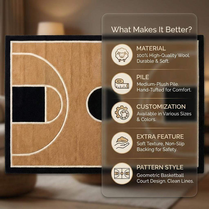 Translation missing: es.Basketball Court Area Rug Modern Geometric Kids Room Decor