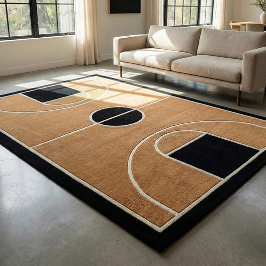 Translation missing: es.Modern geometric basketball court area rug for kids room decor
