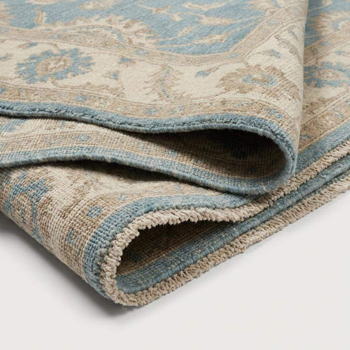 Translation missing: en.Blue Oushak Floral Hand Knotted Area Rug for Living Room
