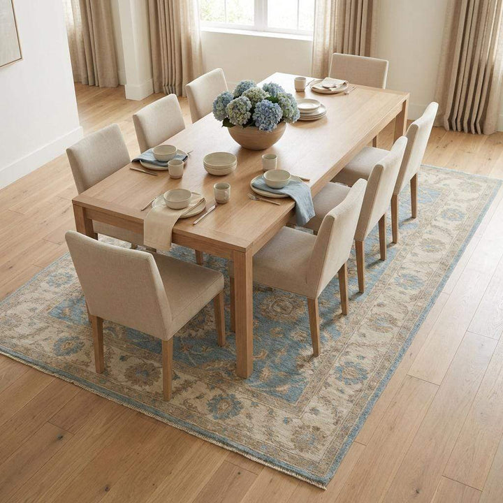 Translation missing: en.Artisan hand knotted area rug with symmetrical classic medallion design